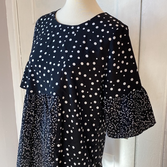 Caara Black and White Polka Dot Shift Dress, Size M - Picture 13 of 14